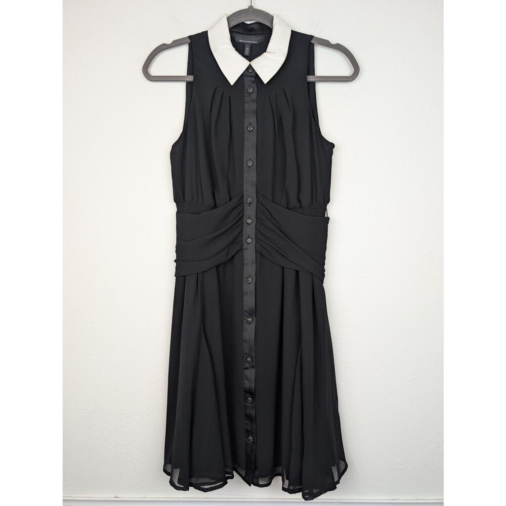 White House Black Market Dress White Collar Wednesday Addams Family Black Size 2 - Picture 2 of 12
